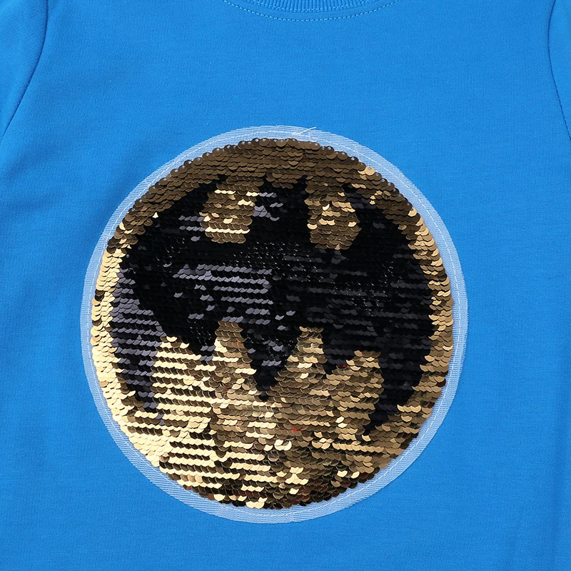 Меняющие цвет футболки для мальчиков с изображением Человека-паука, расшитые блестками; модная детская футболка; топы для детей; Осенняя От 2 до 7 лет одежда; ZX410
