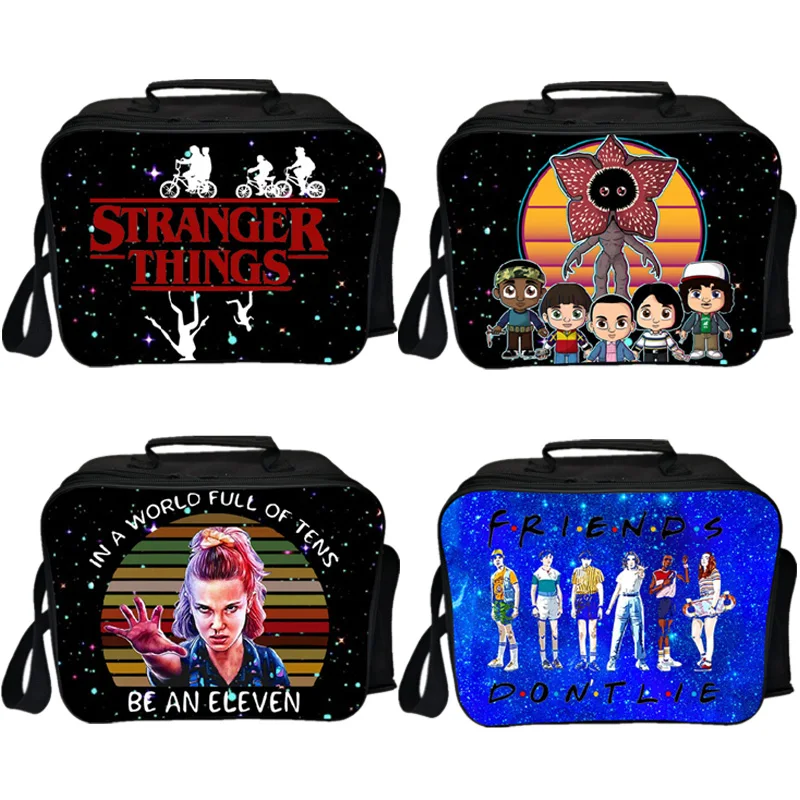 Lunch Bag Stranger Things Lunchbox for Travel Picnic Tote Handbag Shoulder Strap Women Teens Girls Kids Adults 