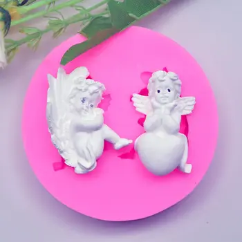 

Cute Baby Angel Wings Love Heart Prayer Pendant Keychain Silicone Resin Mold Epoxy Resin DIYJewelry Making Tools