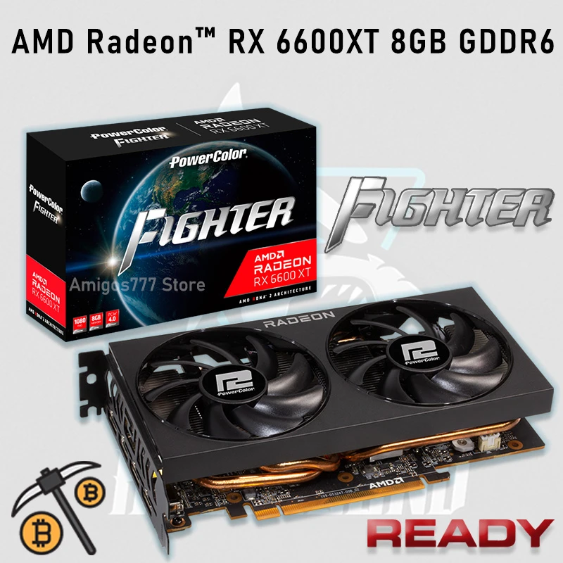 latest graphics card for pc Power Color Graphics Card Fighter AMD Radeon RX 6600XT 8GB GDDR6 Graphics Radeon RX 6600 XT Video Card 16000MHz  Mining Card New gpu computer