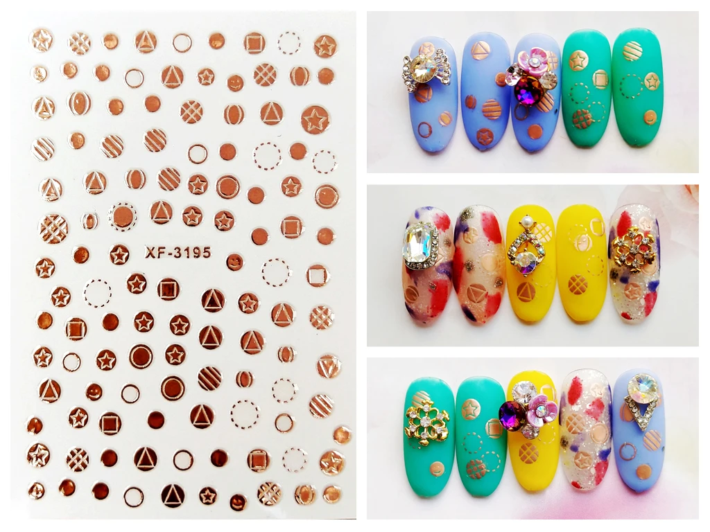 Стикеры 3D на ногти Nail Art Украшение для маникюра цвета розового золота наклейка для ногтей самоклеющиеся советы из серии «сделай сам» наклейка s с клеем сзади Новая мода