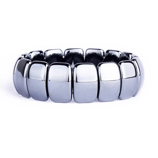 Fashion Energy Hematite Magnetic Bracelets Men Nature Silver color Hematite Charm Bracelets for Women High Polish Energy Jewelry Hematite Bracelets
