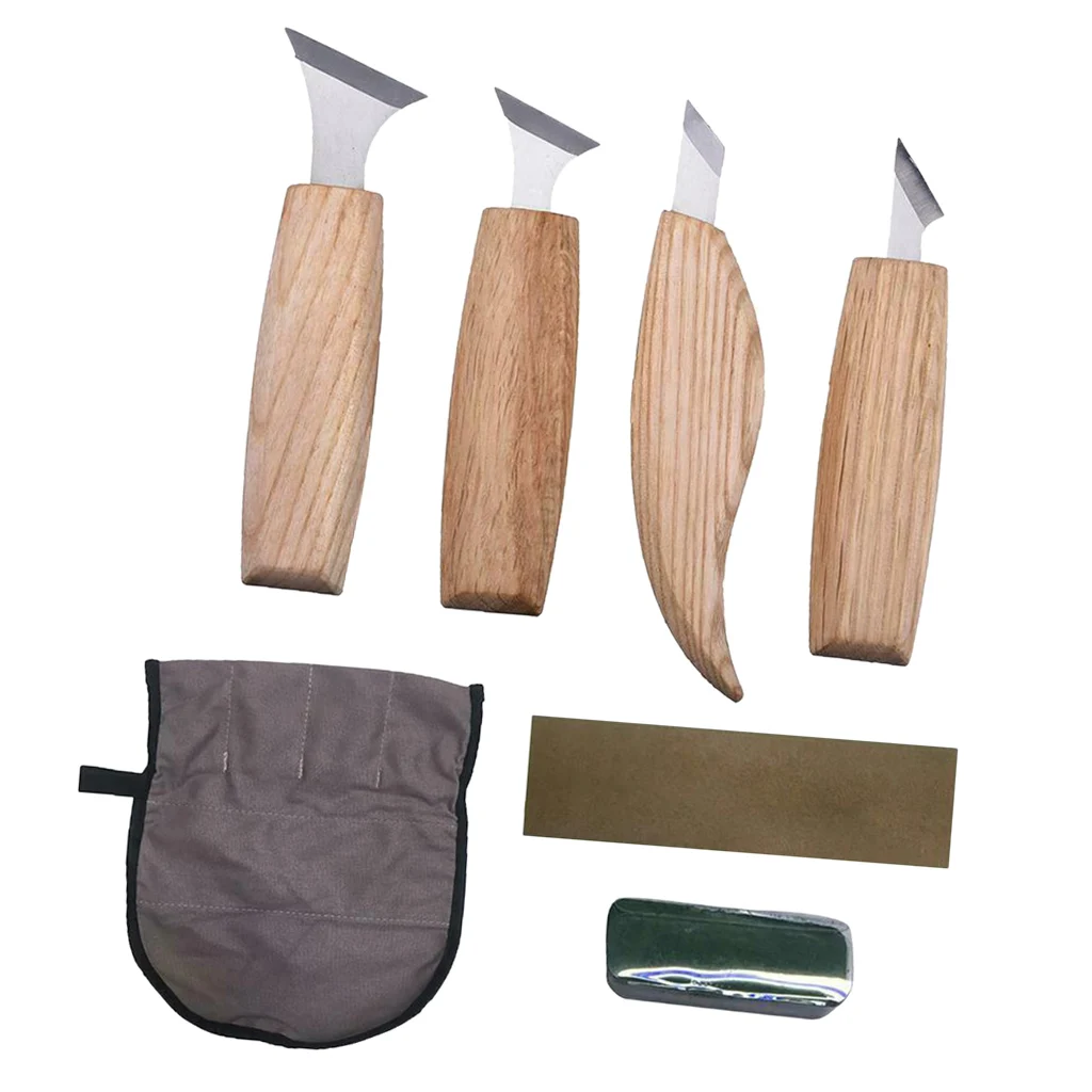 7pcs Wood Carving Cutter Sharpen Skin Sculpture Hand Tools Gifts for Beginner