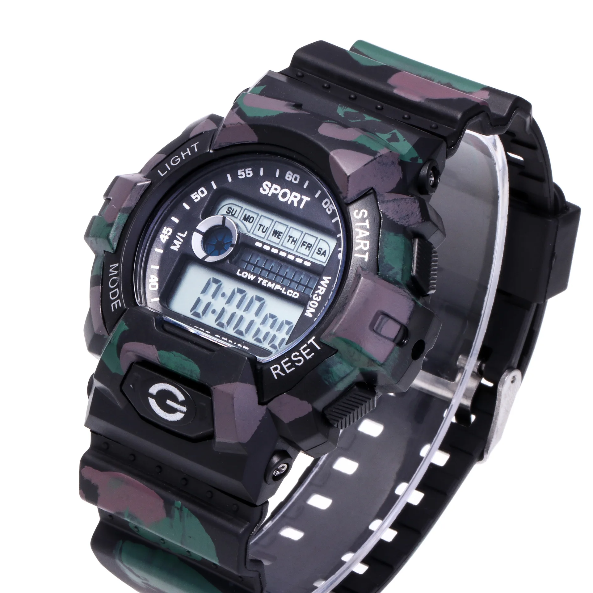

Hot New Men'S Multi-Function Waterproof Electronic Watch Student Camouflage Military Style Colorful Casual Stopwatch Alarm Watch
