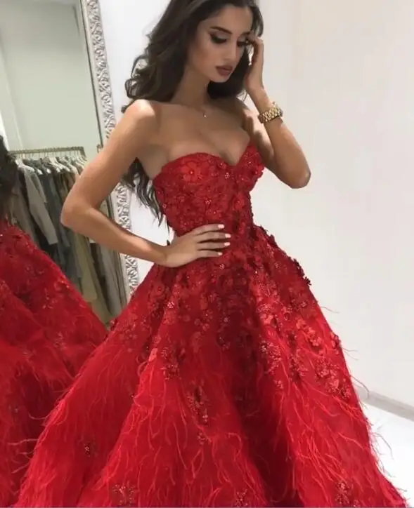 Robe de Soiree Vestidos de gala Роскошные вечерние платья с перьями, сексуальные цветочные кружевные Длинные вечерние платья, вечерние платья в арабском стиле