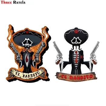 

Three Ratels FC865 Car Accessories EL BANDITO Skull Car Sticker Style Decal PVC figure decal for laptop motorcycle
