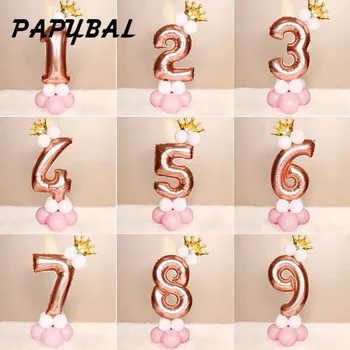 

15pcs Birthday Balloons 32'' Rose Gold Number Foil Balloons Kids 1st Birthday Party Decorations Balloons Happy Birthday Balloon