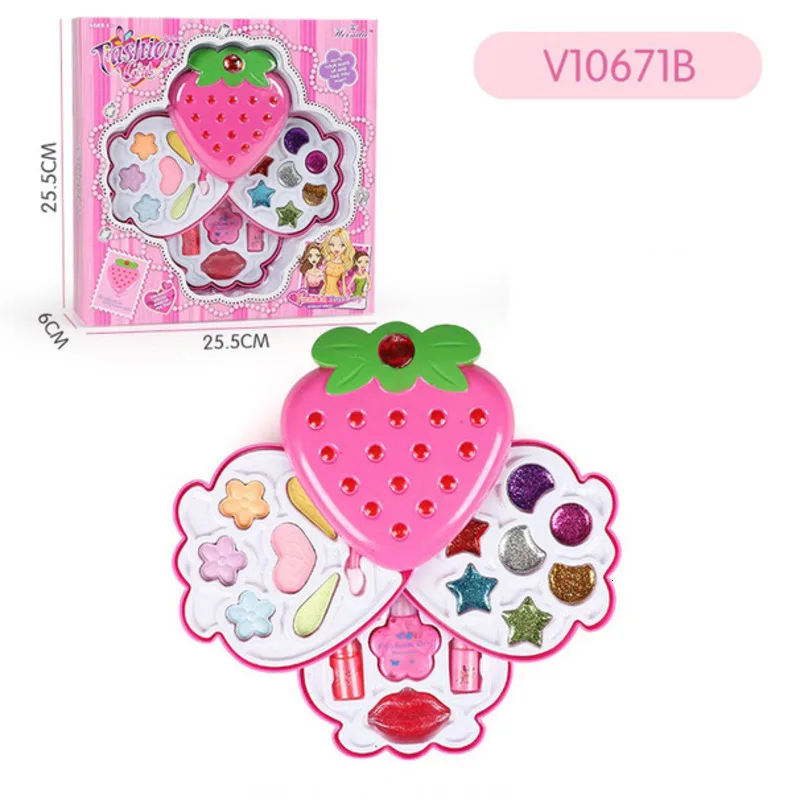 Мода для девочек, набор игрушек для макияжа, ролевые игры, макияж, красивые игрушки для детей, принцесса, Парикмахерская, косметика, подарки для девочек - Цвет: strawberry 2