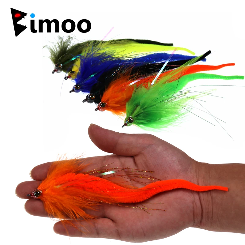 Bimoo 1PC 2PCS Dragon Tails Pike Streamers Bass Pike Muskie Fishing Lure Fly Saltwater Baitfish Big Fishing Dragontail Flies bimoo 5pcs woolly bugger streamers fly brass head rubber legs fishing flies pike bass rainbow trout fishing lures red black