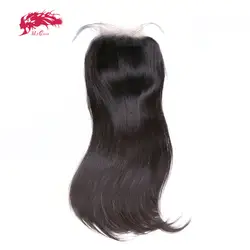 Ali queen hair 5x5 кружева закрытия предварительно сорвал с ребенком волос 12 ~ 20 дюймов бразильские виргинские человеческие волосы прямые волосы