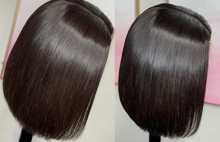 [Cexxy] OneCut Hair13x6 короткие человеческие волосы на кружеве парики бразильский прямой парик Боб предварительно сорвал волосы линия с волосами младенца