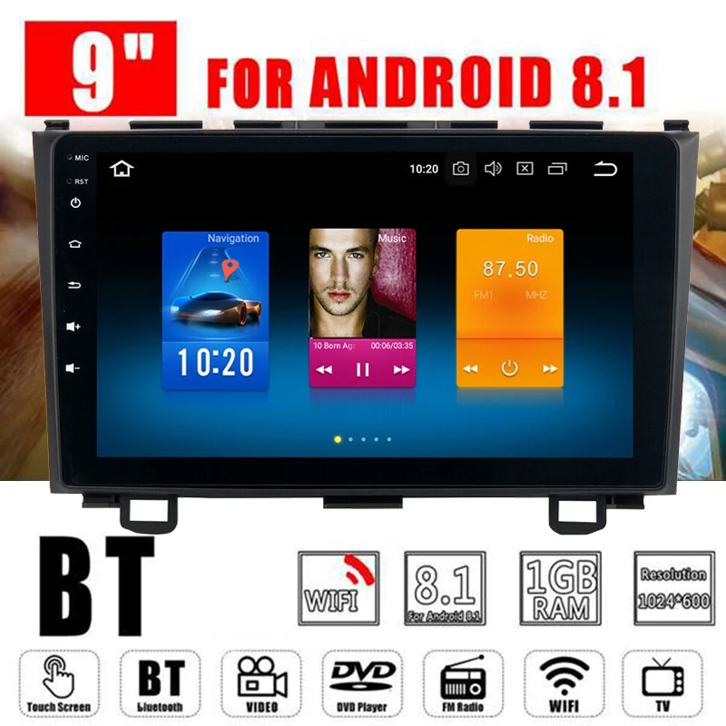 2 Din автомагнитола 9 дюймов Hd Автомобильный Mp5 мультимедийный плеер Android 8,1 автомагнитола Gps навигация Wifi Bluetooth для Honda CRV 2006-2011