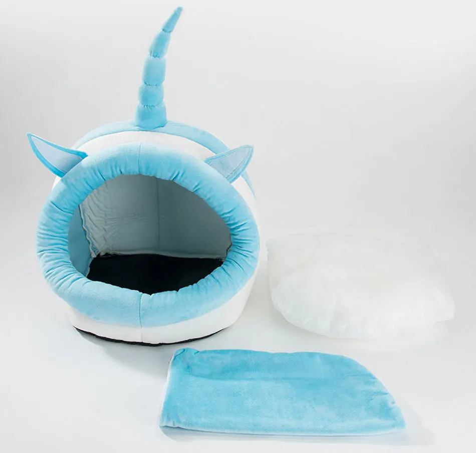 Cute Cat Bed Semi-closed Cats House Soft Warm Small Medium Dog Bed Pet House Built-in Fun Decoration for Cat Teddy Chihuahua Mat-118