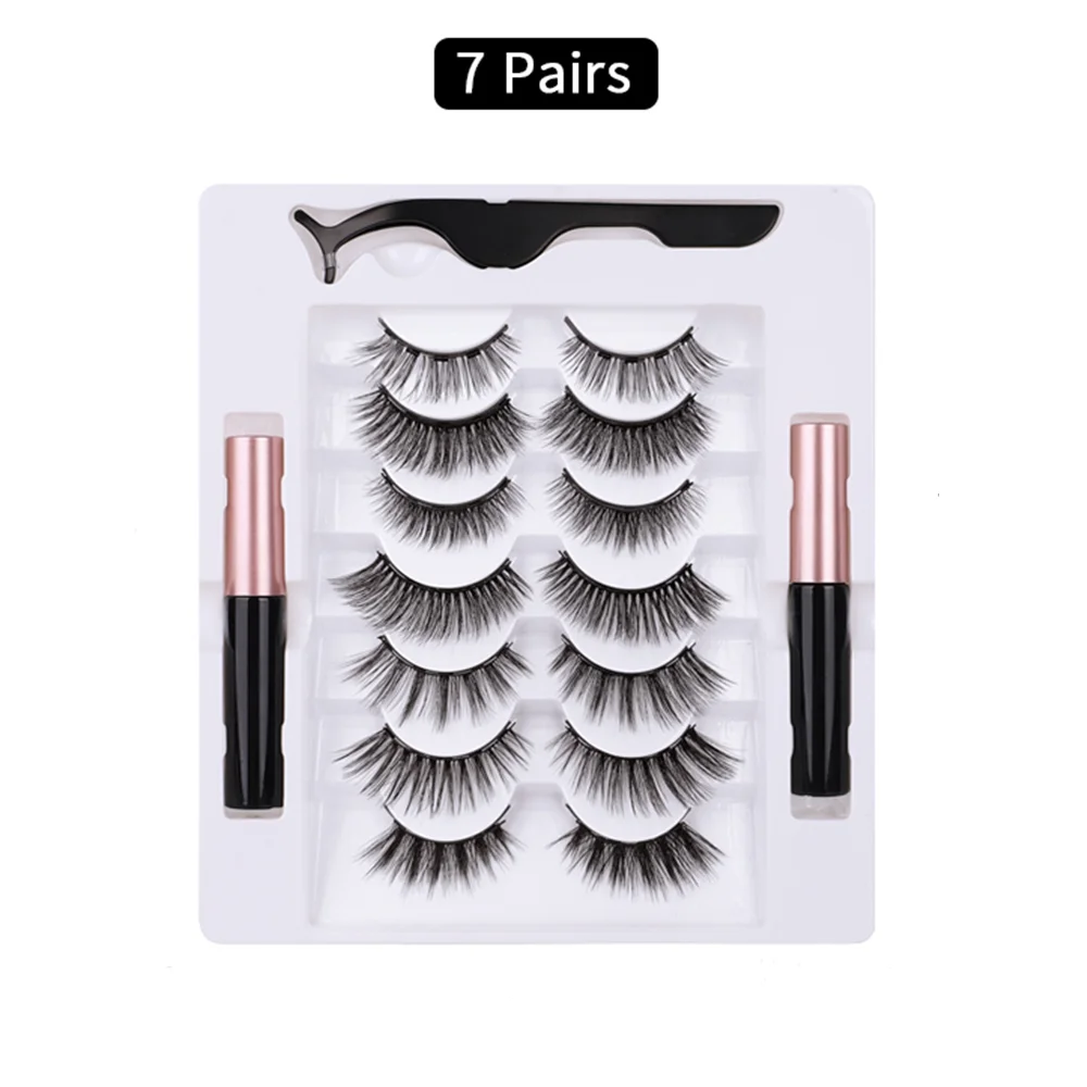 

7 Magnet Eyelash Magnetic Liquid Eyeliner&Magnetic False Eyelashes&Tweezer Set Waterproof Long Lasting Eyelash Extension Tools
