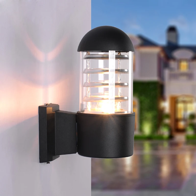 Outdoor Lighting 5W/7W LED Wall Mount Light E27 Bulb-replaceable Fixture Lamp Garden Gate Black/Gray shell