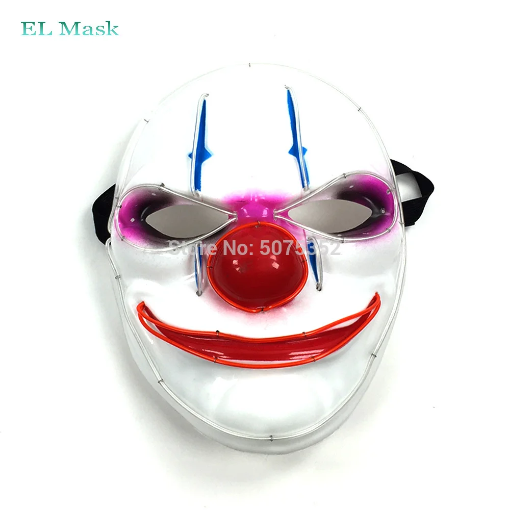 Маска для всего лица светодиодная Маска Косплей гримаса тушь EL Wire ужас Клоун Маска Джокер маска для Хэллоуина Пасхальный карнавал Декор