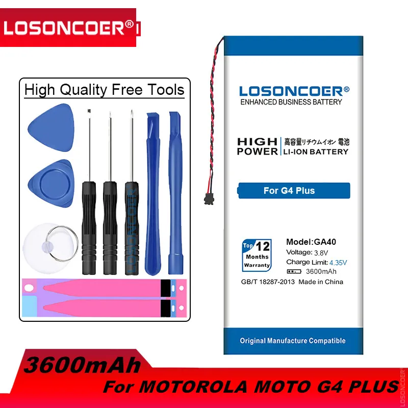 Аккумулятор LOSONCOER GA40 3600 мАч оригинальный аккумулятор для Motorola Moto G4 Plus XT1625 XT1622 XT1644