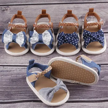 

Fashion Infant Baby Girl Princess PU Leather+Cloth Soft Sole Sandals Toddler Summer Shoes Bow-Knot Crib Shoes Sandal