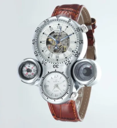 

Goer1 Hollow out Trainspotter Analog Watch Multi-Movement Analog Watch Men Cool Leather Belt Analog Watch Gd0003