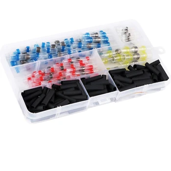 

250Pcs Solder Ring Heat Shrinkable Tube Butt Waterproof Wire Connector Shrinkable Middle Tube