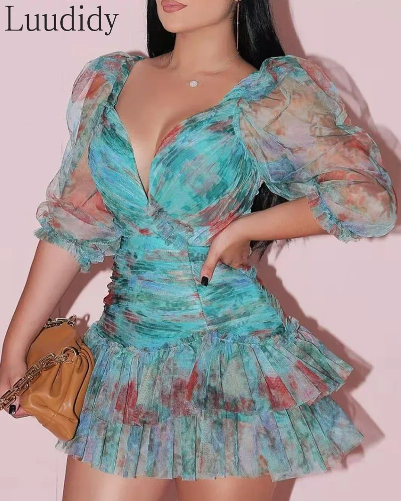 Women All Over Print Sheer Mesh Three 
