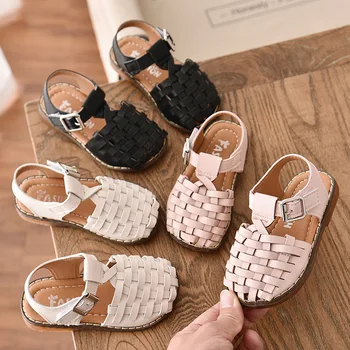 

2020 Summer Kids Shoes Girls Sandals Toddler Beach Sandalias Infantil Fashion Vintage Weave Children Sandals Baby Princess Shoes