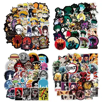 

100Pcs Anime Demon Slayer Naruto Peripheral Sticker Set Personality Suitcase Guitar Computer Skateboard Decorative Stickers Gift