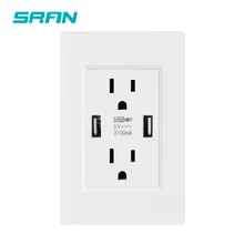 Стандарт США двойная USB настенная розетка, двойная 2.1A универсальная розетка порт адаптер питания розетки, устойчивая к трамбовкам дуплексная розетка