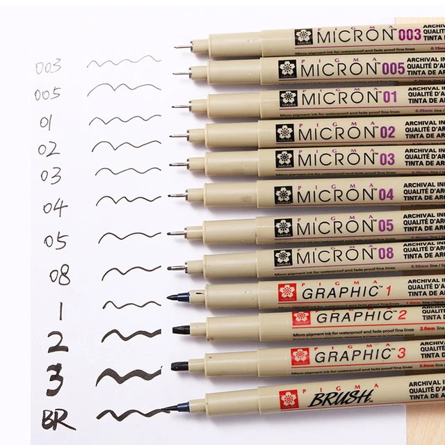 7/9pcs Sakura Liner Pen Set Waterproof Black Fineliner Micron Pen