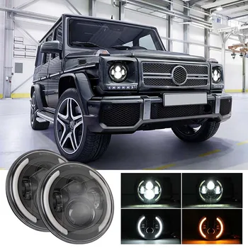 

1Pair 7 Inch Headlight Led Highlight Round Headlight Far And Near Light With Angel Eyes Day Trip Suitable For Jeep