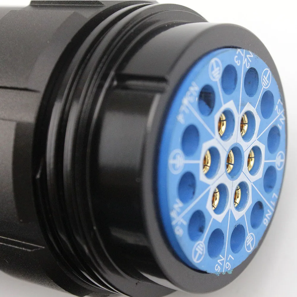 Socapex 19 핀 암 플러그 M40 19-28mm 케이블 글랜드 금도금 황동 핀(사전 설치) 인라인 커넥터
