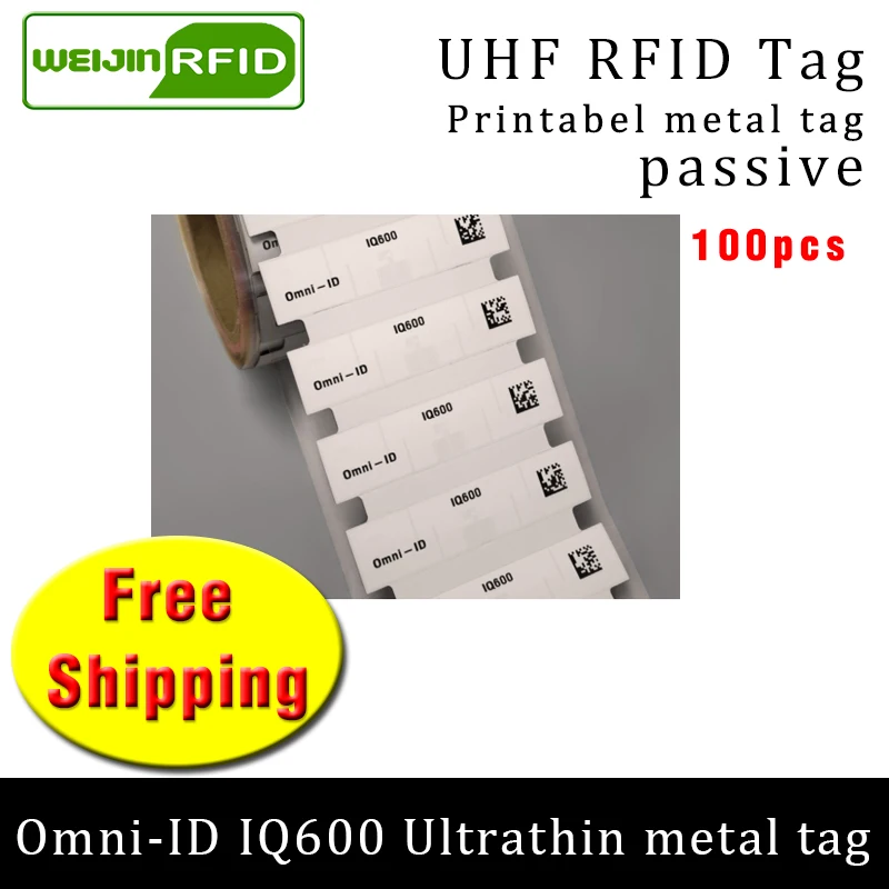 UHF RFID Гибкая метка omni-ID IQ600 915 м 868 МГц Impinj MonzaR6-P 100 шт. Бесплатная доставка Для Печати