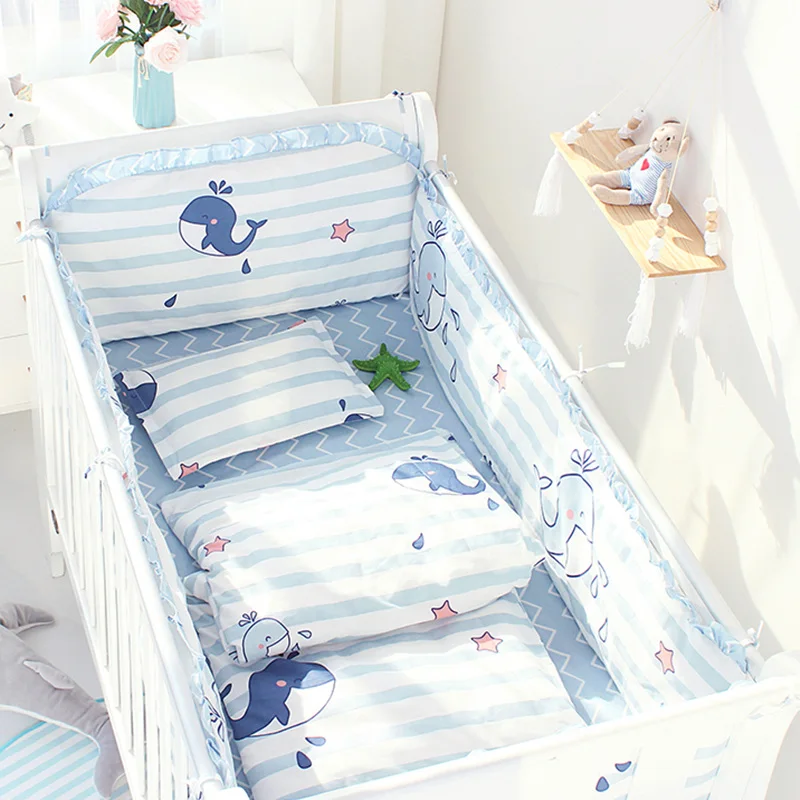 Newborn Crib Bedding Set 5pcs Bed Linen 100% Cotton 5pcs Baby Cot Bedding Set In 