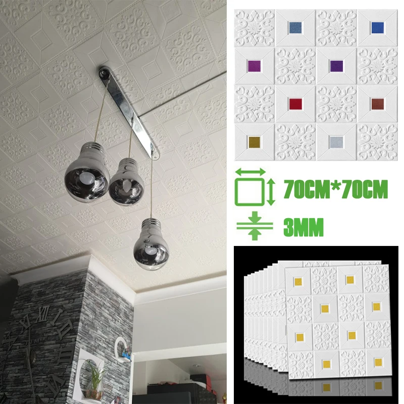 

12pcs 3D Roof Matt Stickers Foam Ceiling Wall Panels Home Decor adhesive Waterproof Living Room Decoration TV Stereo Wallpaper