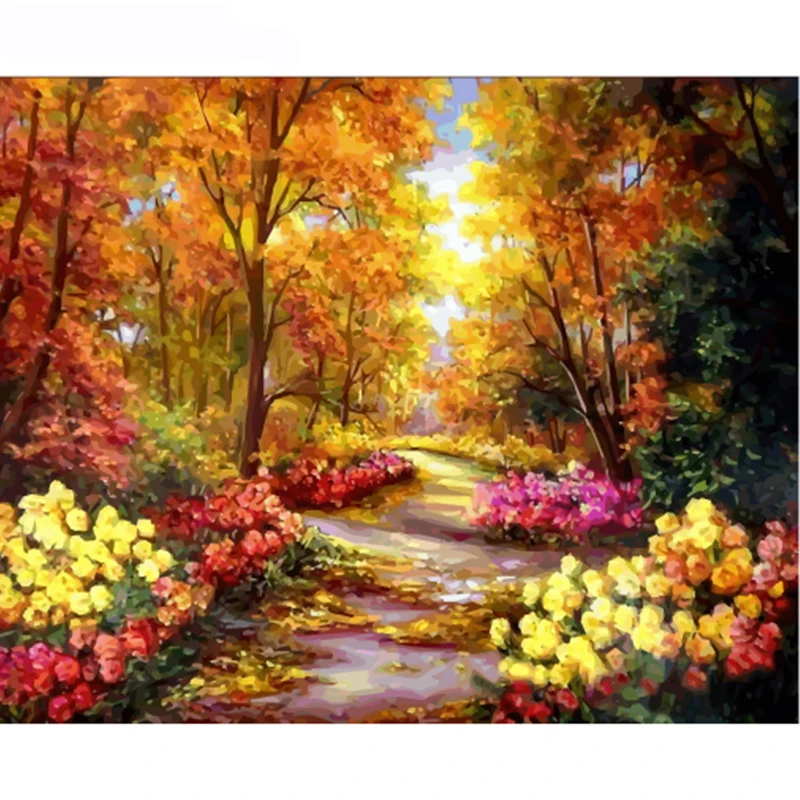 

Fall Scenery Art Pictures Painting By Numbers Picture By Numbers Digital Paintings Drawing Canvas Coloring By Number Home Decor