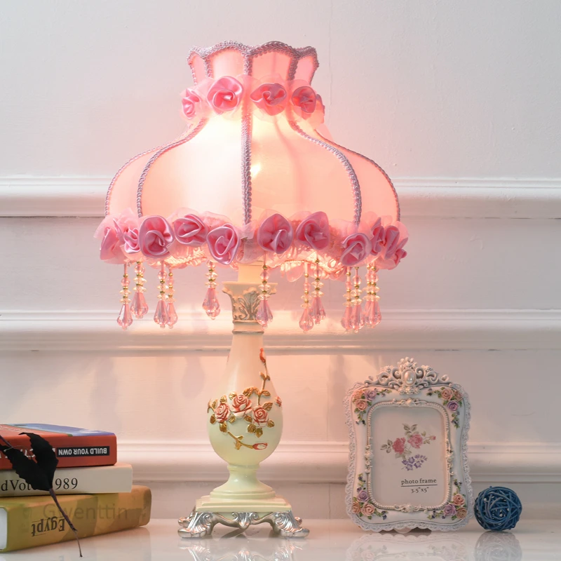 Princess Pink Table Lamps For Bedroom Living Room Led Stand Light Fixtures Bedside Lamp Desk