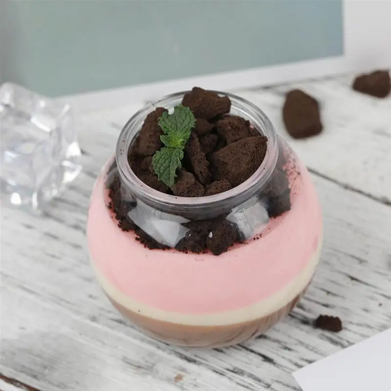 Круглые миски для мусса прозрачные пластиковые чашки йогурта с крышками чашка