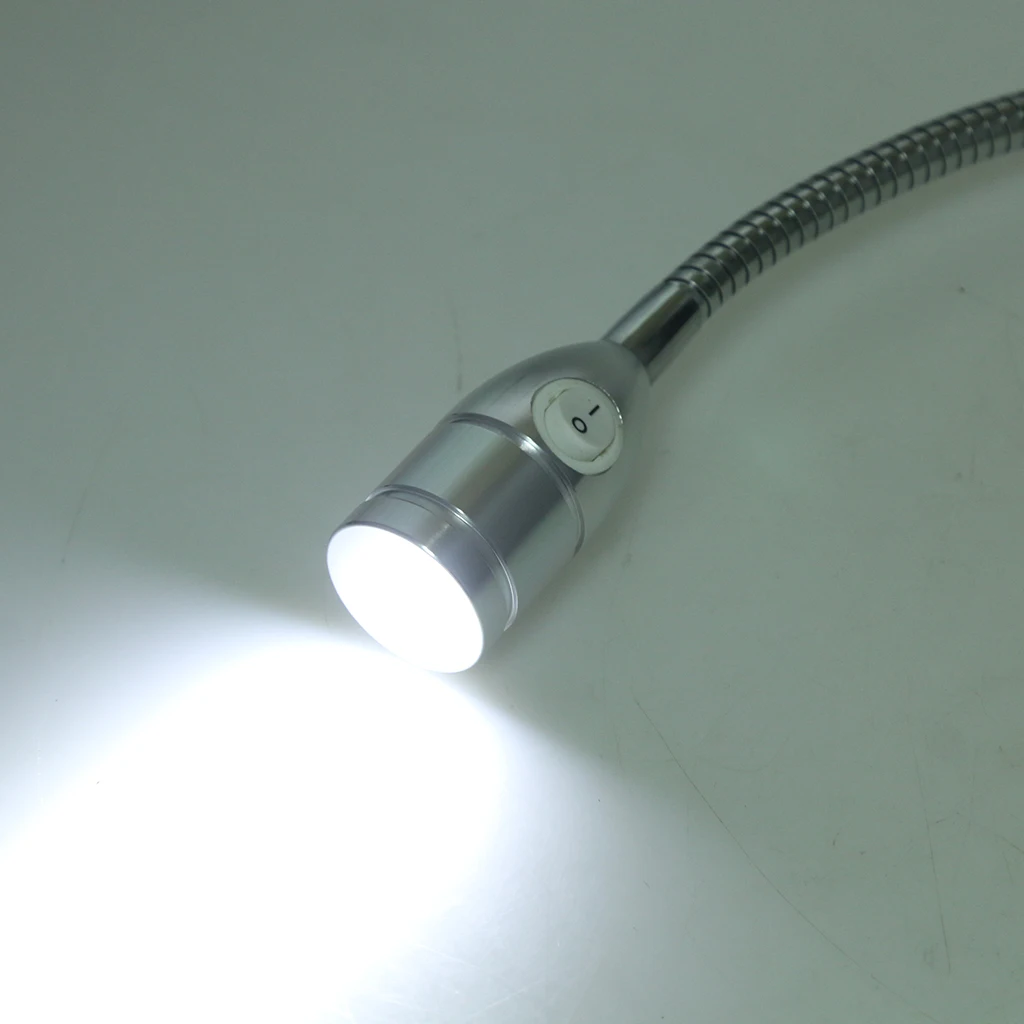 Boats RV Reading Lamp, LED Bed Lights Wall-Mounted Beside Lamps Wired Sconce Lamp, 12V / 3W / 6000K, Gooseneck Length 50cm