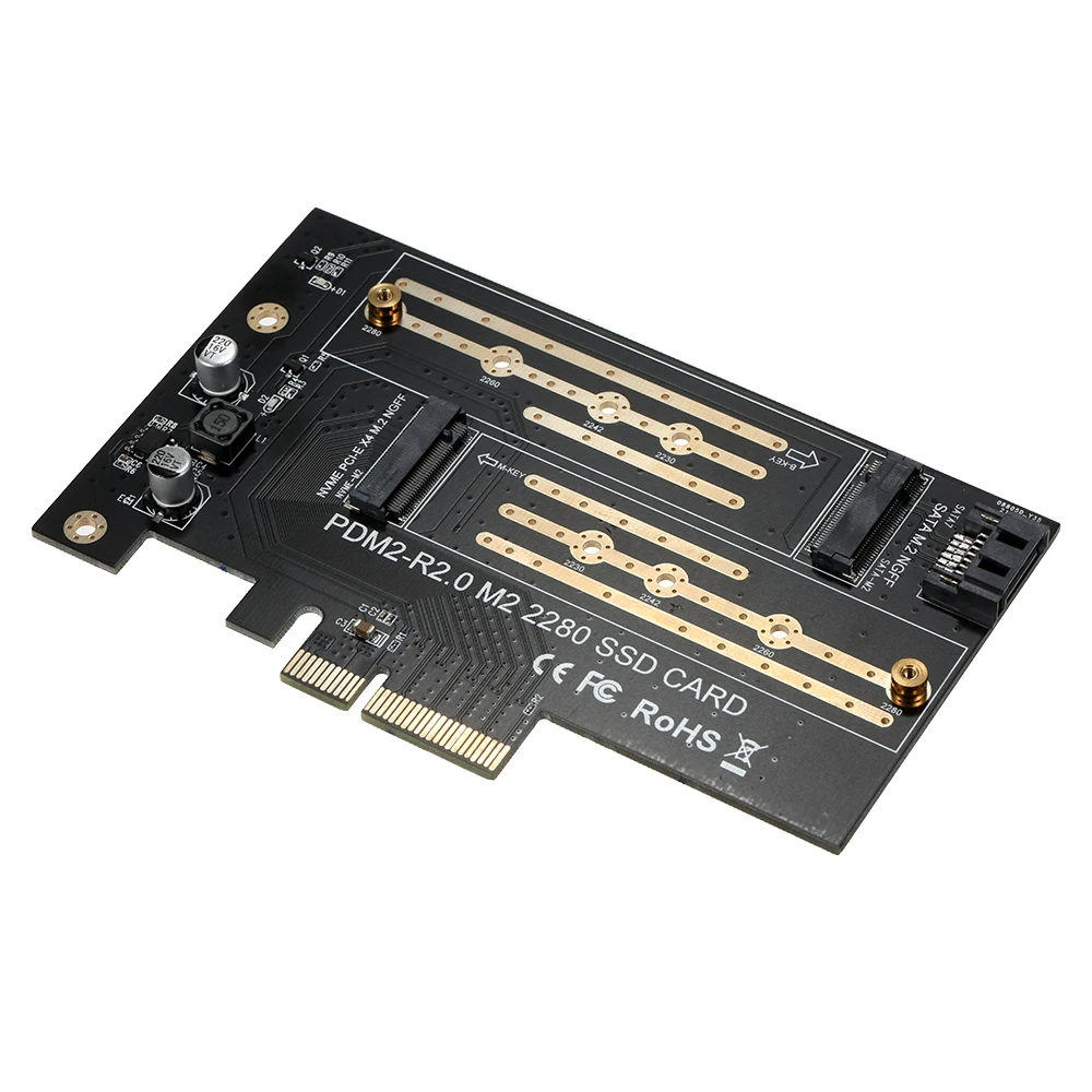 M.2 NVME к PCI-E X4 карточка расширения SSD адаптер карты с M-key B-key интерфейсы поддержка Dual