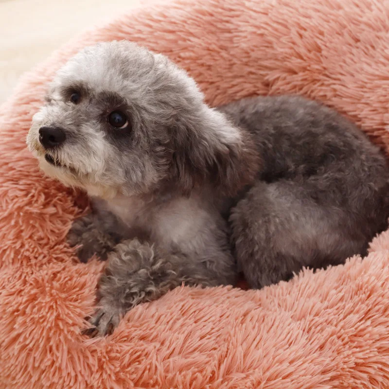 Soft Dog Bed Round Washable Long Plush