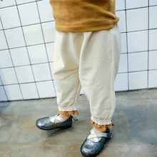 A mu hou/штаны; коллекция года; сезон весна-осень; Новые товары; хлопковые брюки для малышей; большие кружевные штаны для малышей