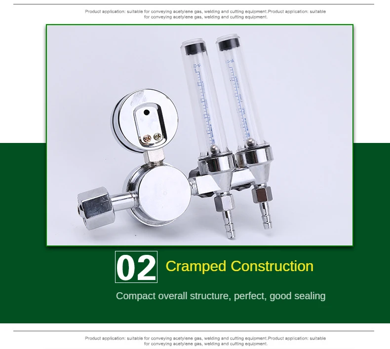 Description Picture 4 of itemDouble Tube 0-25Mpa Argon Regulator CO2 Mig Tig Flow-Meter Gas-Regulators Flowmeter Pressure Reducer Decompression Table