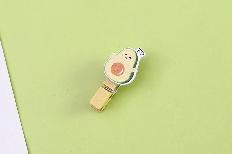 10 Pcs/Set Creative Lovely Avocado Wooden Clip Photo Clips Party Decoration Clip with Hemp Rope