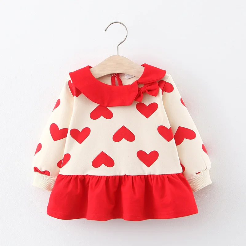 Платье для девочек; ; Платье с принтом и бантом; Весенняя детская одежда;