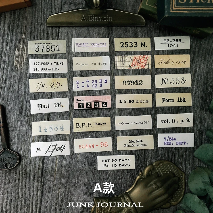 25Pcs Tim Holtz Style Postmark Junk Journal Ephemera Vintage Sticker Decorative Numbers DIY Album Scrapbooking Material Supplies