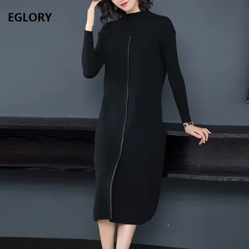 

High Quality Sweater Dress 2019 Autumn Casual Pink White Black Knitted Dress Ladies Beading Button Short Sleeve Bodycon Dress