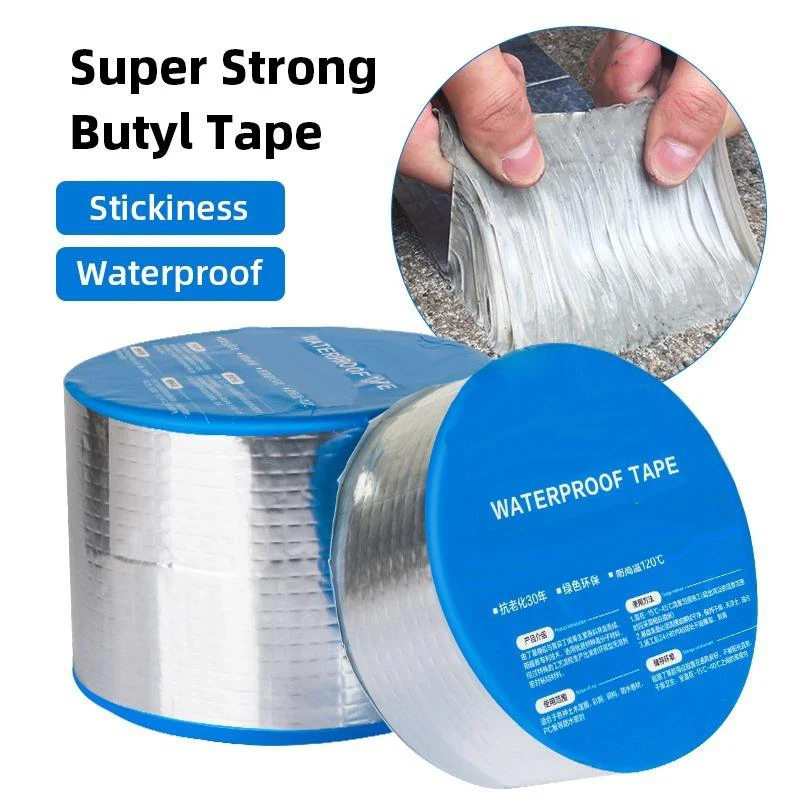 Aluminum Butylband Wasserdichtes Klebeband 100mmx10Mx1.5mm (T) Butyl Dichtungsband Alufolie Selbstklebend Reperaturband zum Abdichten und Befestigen für Lecks,BOMEI PACK