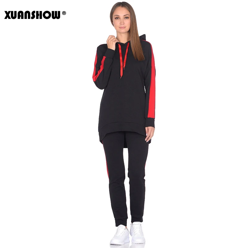 

XUANSHOW New Autumn Winter Female 2 Piece Set Tracksuit For Women Long Sleeve Long Hoodies+Pants Two Piece Set Outfit Women Suit