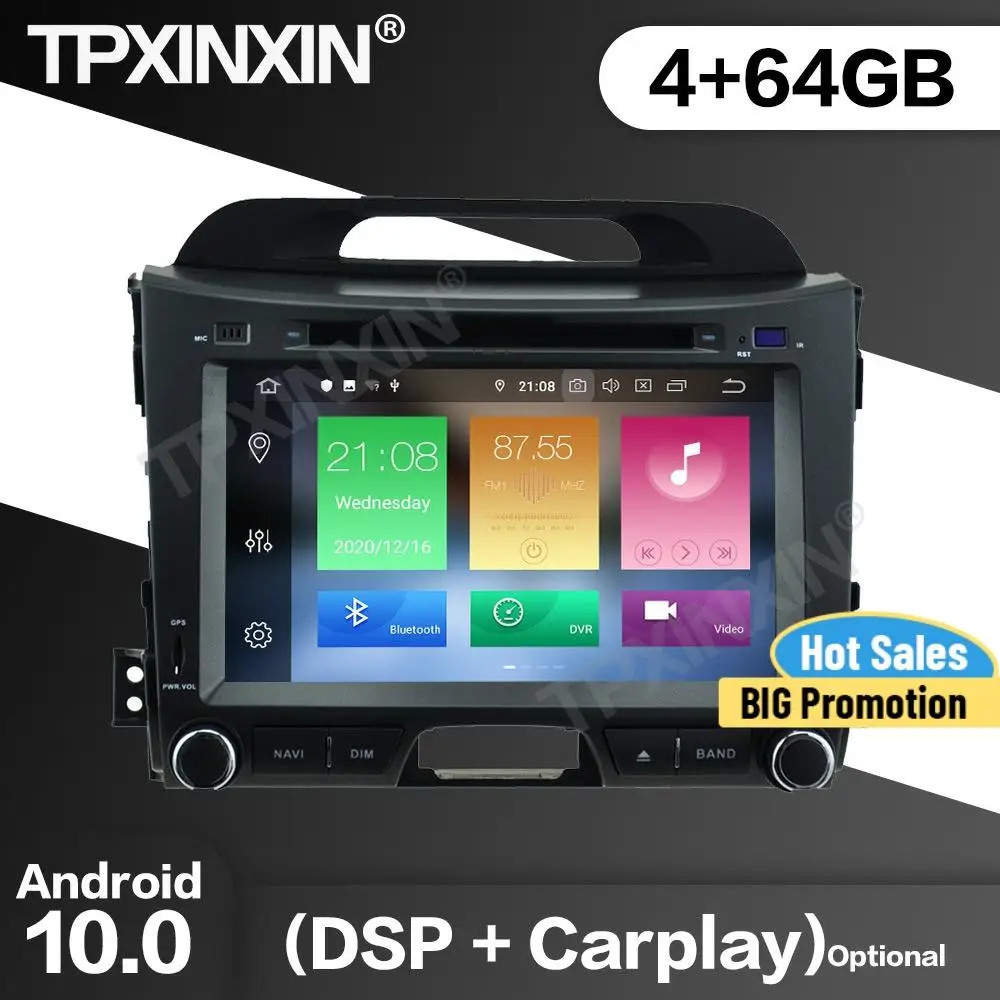 

64G DSP Car Radio 2 Din Stereo Receiver Android10 For KIA Sportage 2016 2017 2018 GPS Navi Multimedia Player Recorder Head Unit