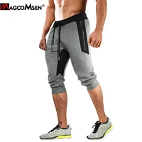MAGCOMSEN Summer Men’s 3/4 Long Joggers Pants Gym Workout Fitness Training Sports Performance Trousers Male Jogging Sweatpants